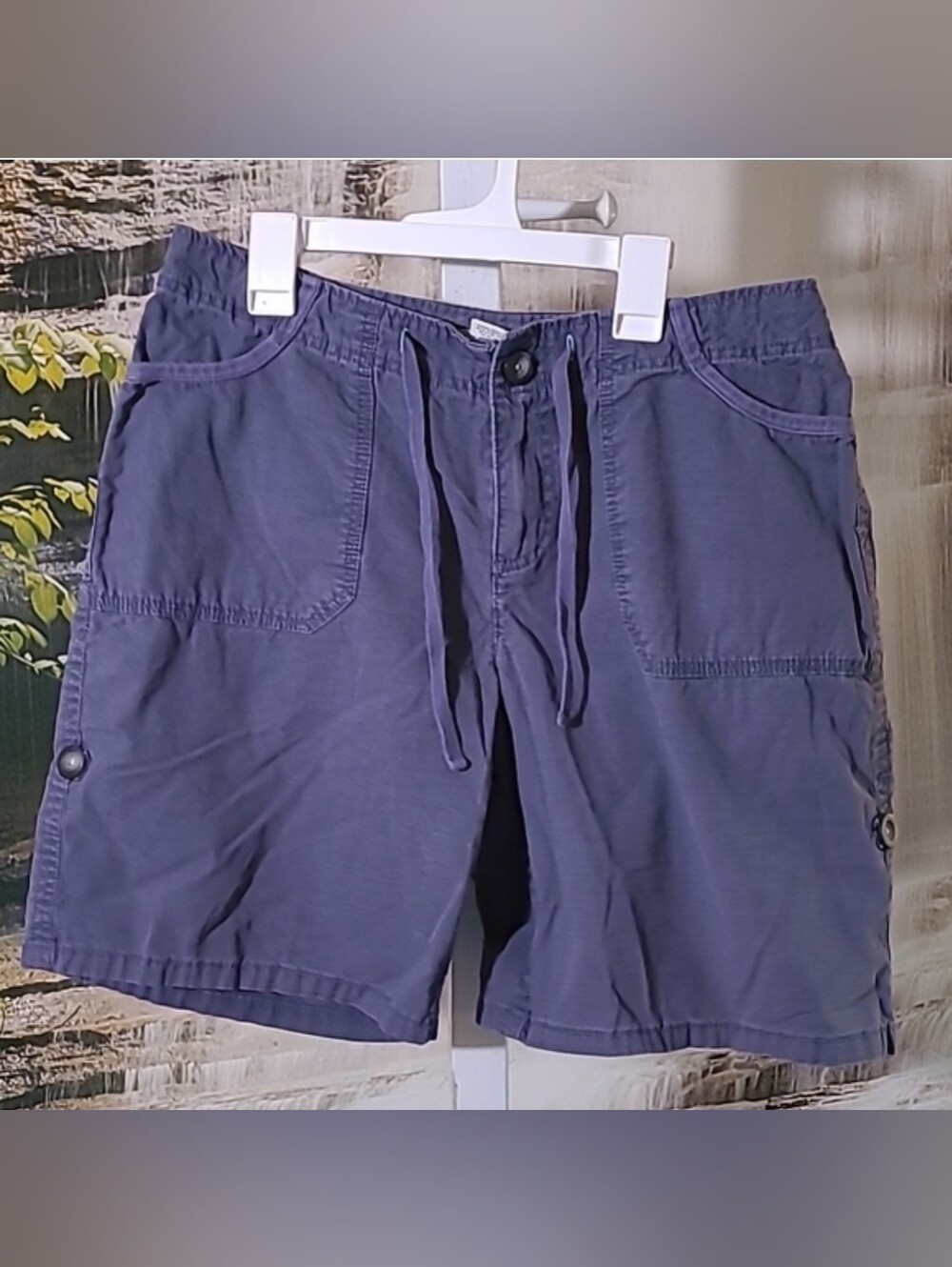 Merona Womens 10 blue casual cotton summer shorts drawstring waistband